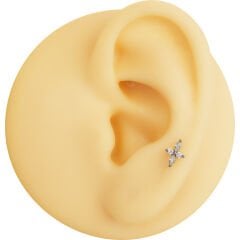 Kutup Zirkon 6x1.2mm Çelik Labret Piercing, Tragus-Helix-Kıkırdak