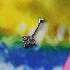 Zirkon Taşlı Toplu Mini Çelik Göbek Piercing | Çelik & Gold Seçenek