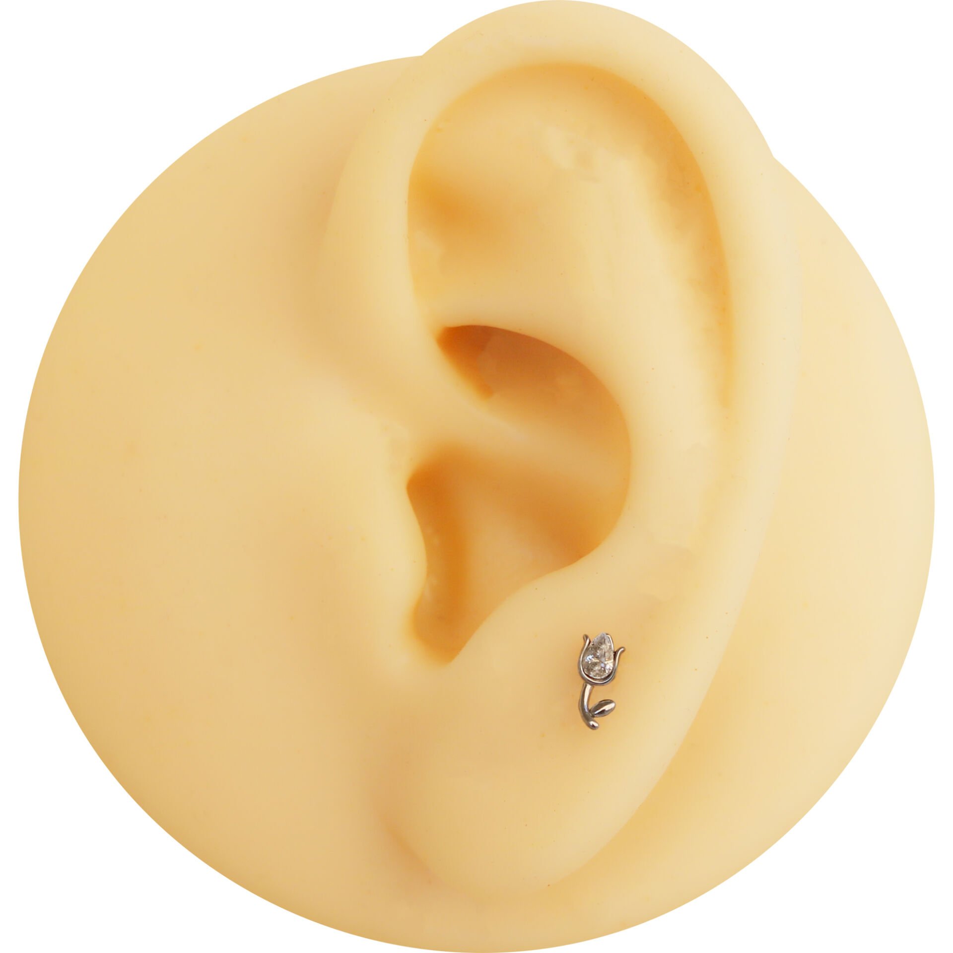 Lale Zirkon 7x1.2mm Çelik Labret Piercing, Tragus-Helix-Kıkırdak