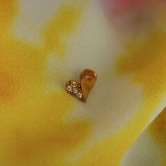 Kalp Zirkon 6x1.2mm Gold Çelik Labret Piercing, Tragus-Helix-Kıkırdak