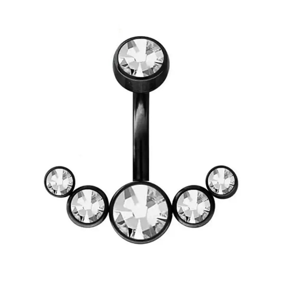 1,6 mm Kalınlığında Taç Model Cerrahi Çelik Siyah Göbek Piercing Ölçüleri