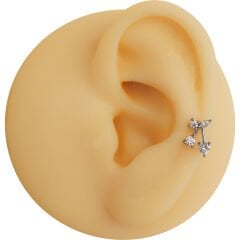 Kiraz Zirkon 6x1.2mm Çelik Labret Piercing, Tragus-Helix-Kıkırdak