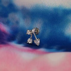 Kiraz Zirkon 6x1.2mm Çelik Labret Piercing, Tragus-Helix-Kıkırdak