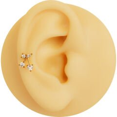 Kiraz Zirkon 6x1.2mm Gold Çelik Labret Piercing, Tragus-Helix-Kıkırdak