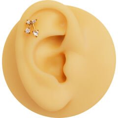 Kiraz Zirkon 6x1.2mm Gold Çelik Labret Piercing, Tragus-Helix-Kıkırdak