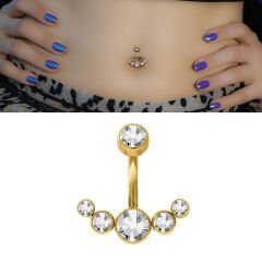 Taşlı Taç Çelik Göbek Piercing / Renk Seçenekli