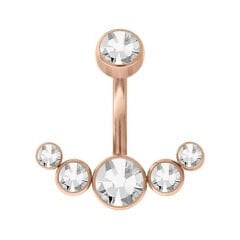 Taşlı Taç Çelik Göbek Piercing / Renk Seçenekli