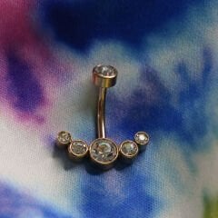 Taşlı Taç Çelik Göbek Piercing / Renk Seçenekli