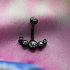 Taşlı Taç Çelik Göbek Piercing / Renk Seçenekli