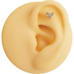 İki Markiz Zirkon 6x1.2mm Çelik Labret Piercing, Tragus-Helix-Kıkırdak