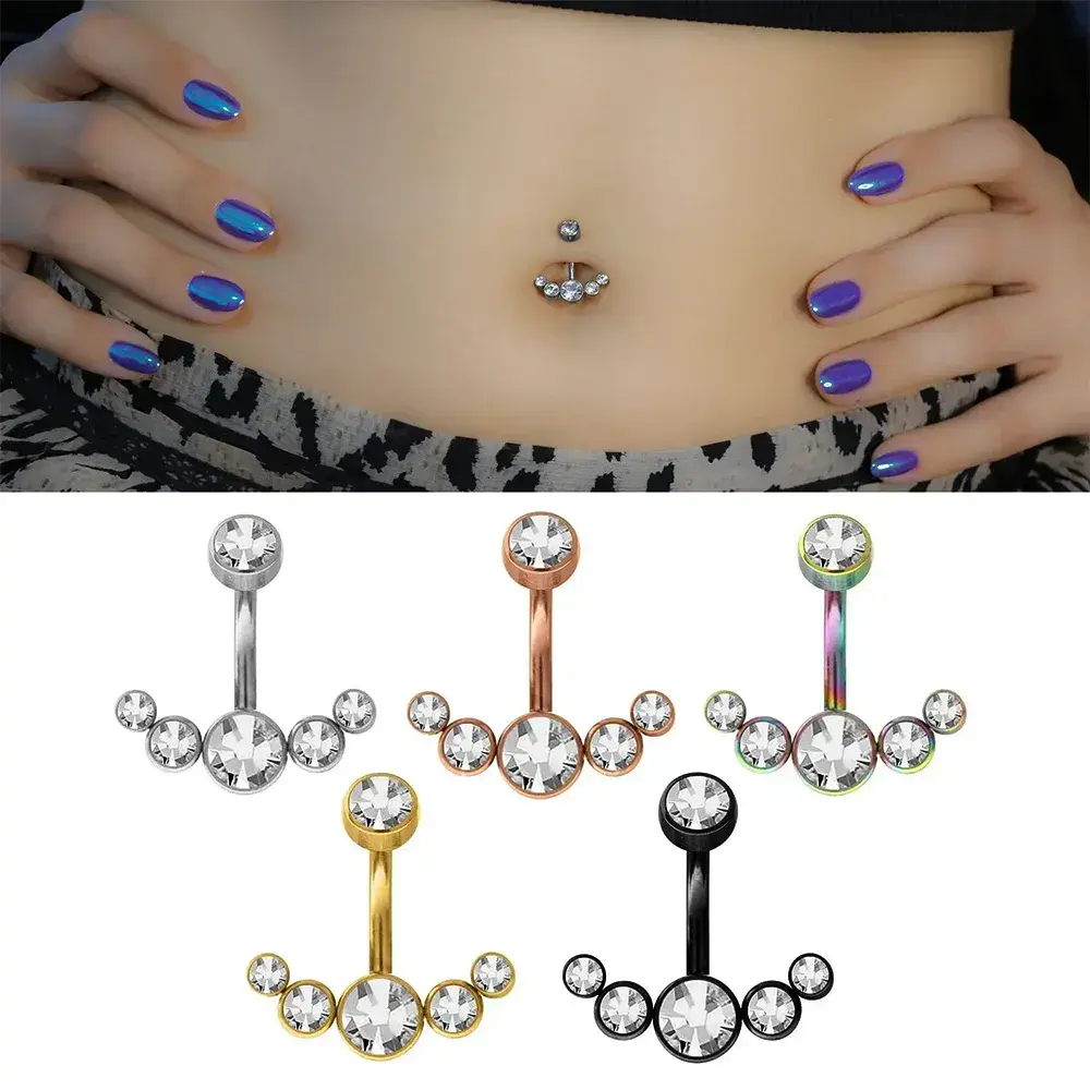 Taç Model 316L Cerrahi Çelik Göbek Piercing Renk Seçenekleri Genel Görünüm