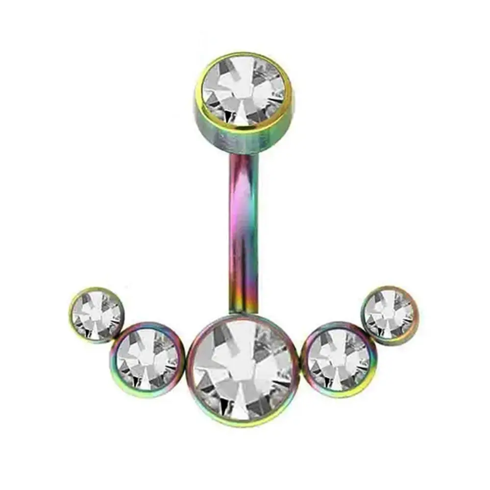 1,6 mm Kalınlığında Taç Model Cerrahi Çelik Gökkuşağı Göbek Piercing Ölçüleri