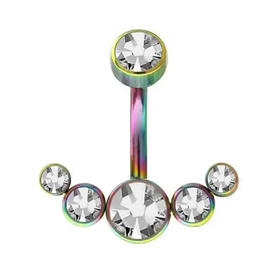 1,6 mm Kalınlığında Taç Model Cerrahi Çelik Gökkuşağı Göbek Piercing Ölçüleri