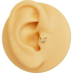 İki Markiz Zirkon 6x1.2mm Gold Çelik Labret Piercing, Tragus-Helix-Kıkırdak