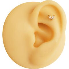 İki Markiz Zirkon 6x1.2mm Gold Çelik Labret Piercing, Tragus-Helix-Kıkırdak