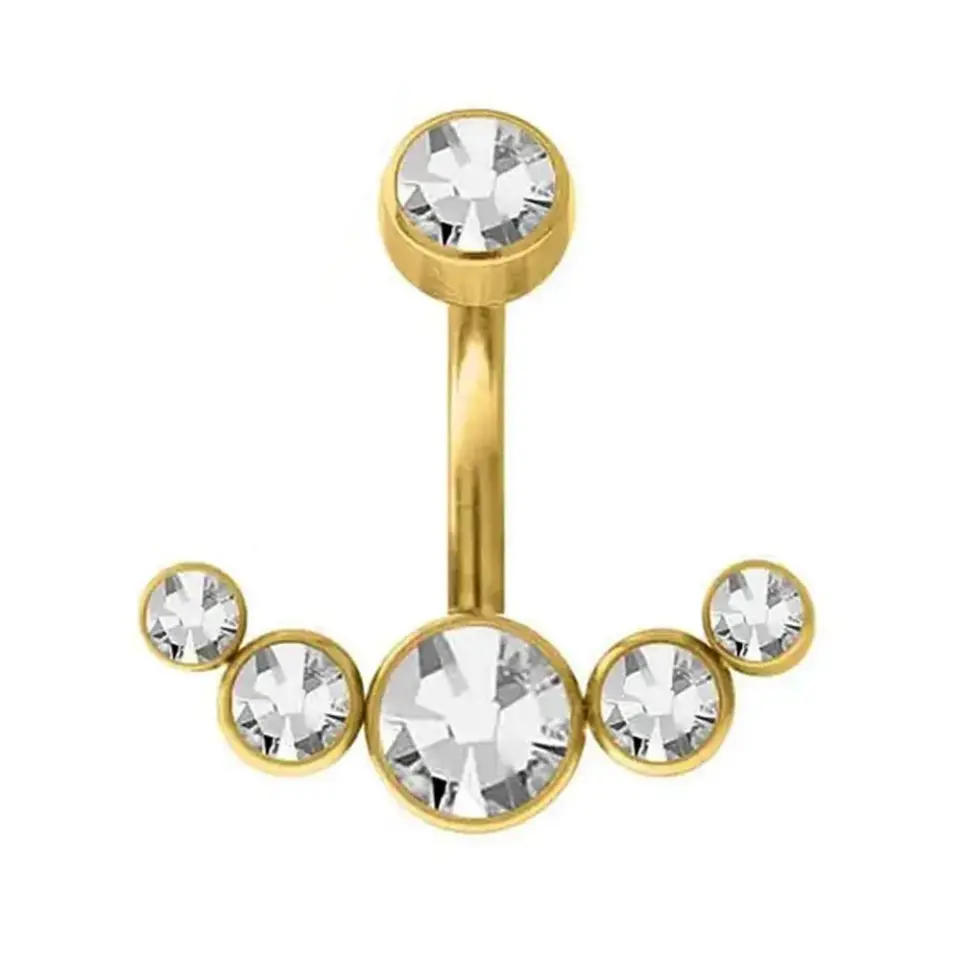 1,6 mm Kalınlığında Taç Model Cerrahi Çelik Altın Göbek Piercing Ölçüleri