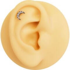 Ay Zirkon 6x1.2mm Çelik Labret Piercing, Tragus-Helix-Kıkırdak
