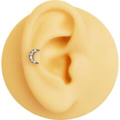 Ay Zirkon 6x1.2mm Çelik Labret Piercing, Tragus-Helix-Kıkırdak