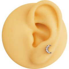 Ay Zirkon 6x1.2mm Çelik Labret Piercing, Tragus-Helix-Kıkırdak