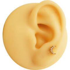 Ay Zirkon 6x1.2mm Gold Çelik Labret Piercing, Tragus-Helix-Kıkırdak