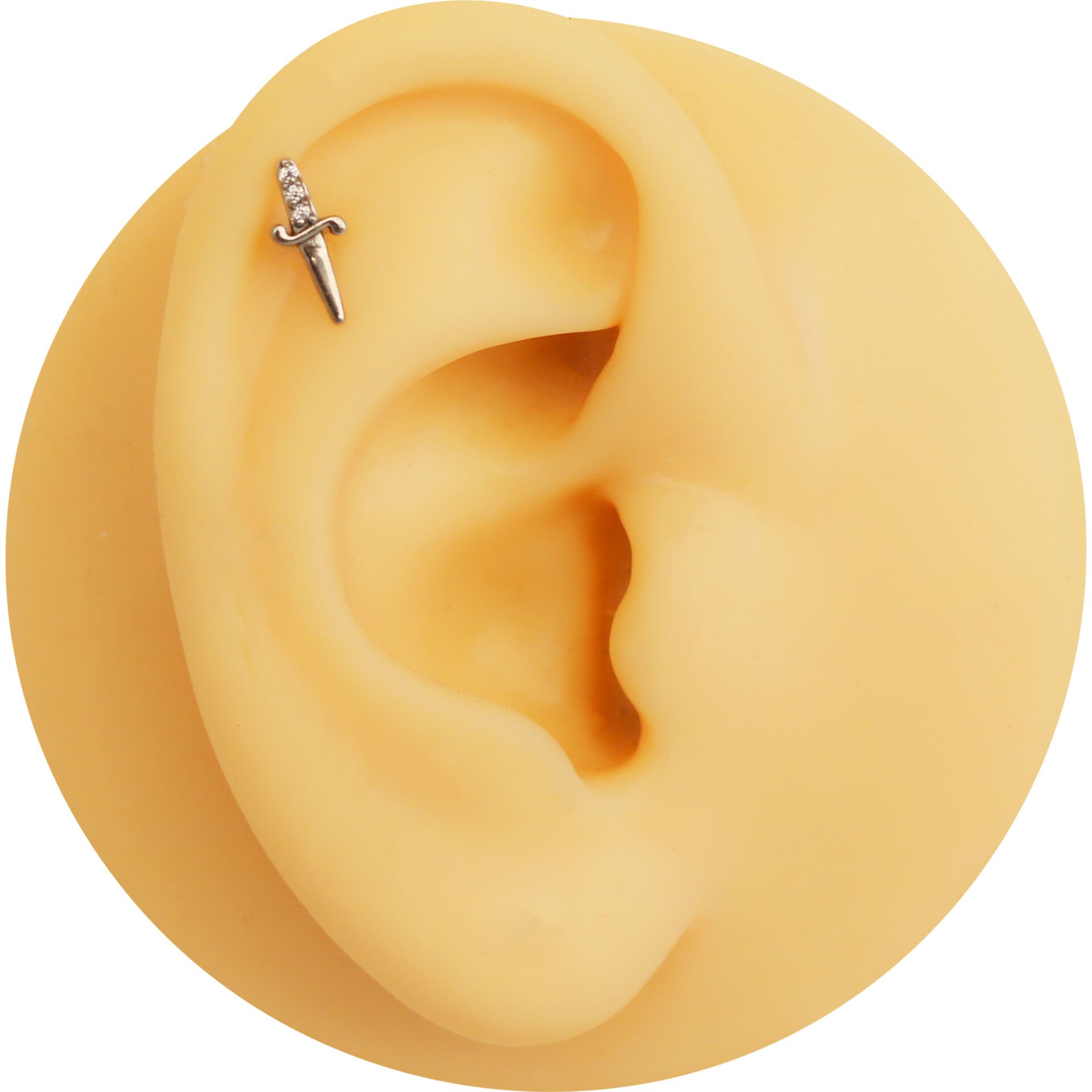 Kılıç Zirkon 6x1.2mm Çelik Labret Piercing, Tragus-Helix-Kıkırdak