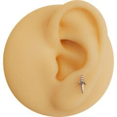 Kılıç Zirkon 6x1.2mm Çelik Labret Piercing, Tragus-Helix-Kıkırdak