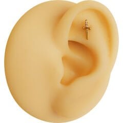 Kılıç Zirkon 6x1.2mm Gold Çelik Labret Piercing, Tragus-Helix-Kıkırdak