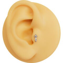 Arma Zirkon 6x1.2mm Çelik Labret Piercing, Tragus-Helix-Kıkırdak