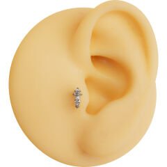 Arma Zirkon 6x1.2mm Çelik Labret Piercing, Tragus-Helix-Kıkırdak