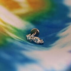 Arma Zirkon 6x1.2mm Çelik Labret Piercing, Tragus-Helix-Kıkırdak