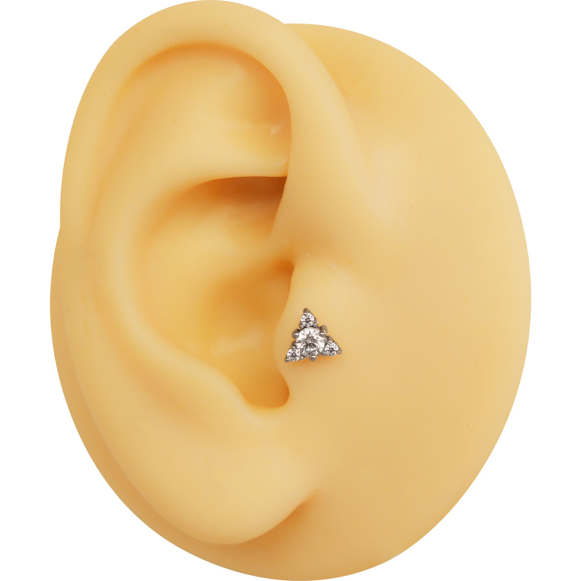 Üçgen Zirkon 6x1.2mm Çelik Labret Piercing, Tragus-Helix-Kıkırdak