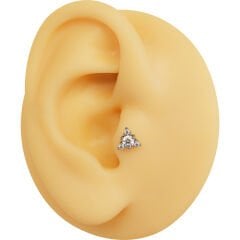 Üçgen Zirkon 6x1.2mm Çelik Labret Piercing, Tragus-Helix-Kıkırdak