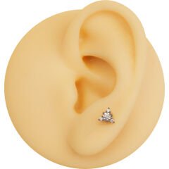 Üçgen Zirkon 6x1.2mm Çelik Labret Piercing, Tragus-Helix-Kıkırdak