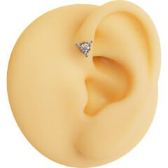 Üçgen Zirkon 6x1.2mm Çelik Labret Piercing, Tragus-Helix-Kıkırdak