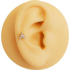 Üçgen Zirkon 6x1.2mm Gold Çelik Labret Piercing, Tragus-Helix-Kıkırdak