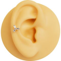 Üç Küp Zirkon 6x1.2mm Çelik Labret Piercing, Tragus-Helix-Kıkırdak