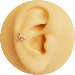 Üç Küp Zirkon 6x1.2mm Gold Çelik Labret Piercing, Tragus-Helix-Kıkırdak
