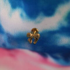 Fiyonk 6x1.2mm Gold Çelik Labret Piercing, Tragus-Helix-Kıkırdak