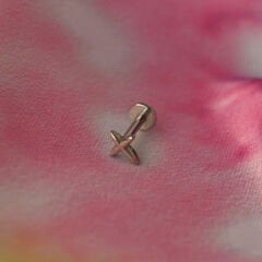 Kutup Yıldızı 7x1.2mm Çelik Labret Piercing, Tragus-Helix-Kıkırdak