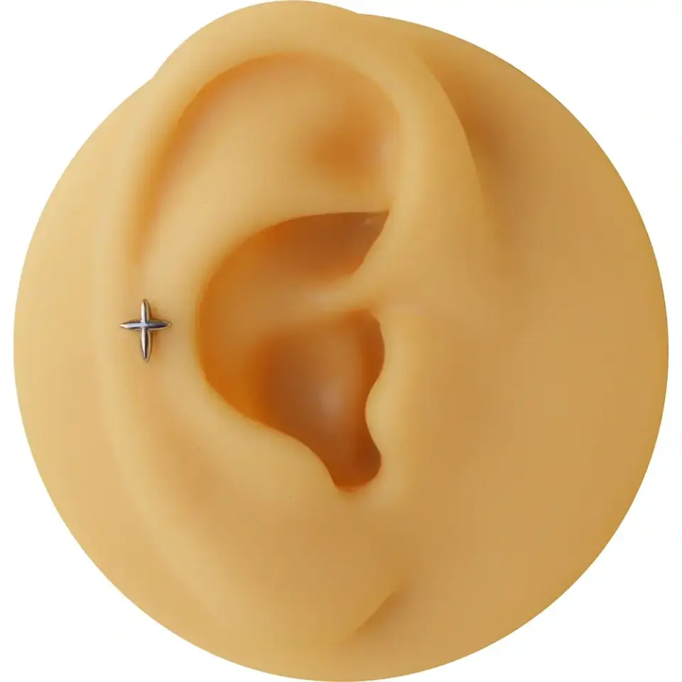 Arkası düz vidalı sistem gümüş kutup yıldızı kıkırdak piercing