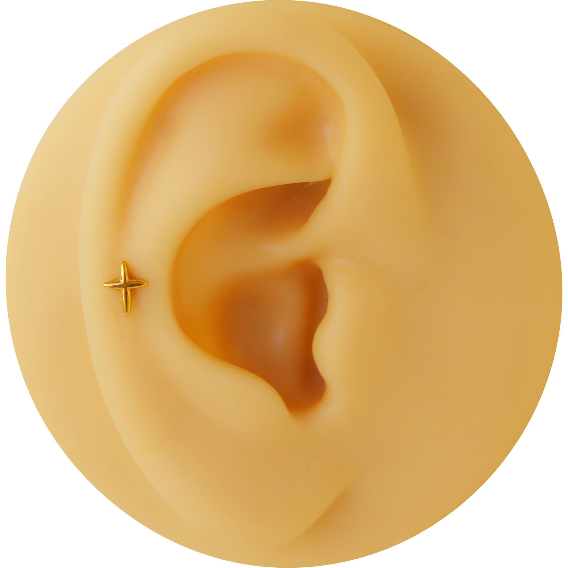 Kutup Yıldızı 7x1.2mm Gold Çelik Labret Piercing, Tragus-Helix-Kıkırdak