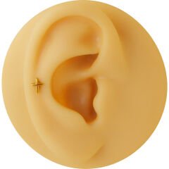 Kutup Yıldızı 7x1.2mm Gold Çelik Labret Piercing, Tragus-Helix-Kıkırdak