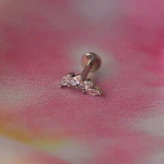 Spiral Taç Zirkon 7x1.2mm Çelik Labret Piercing, Tragus-Helix-Kıkırdak