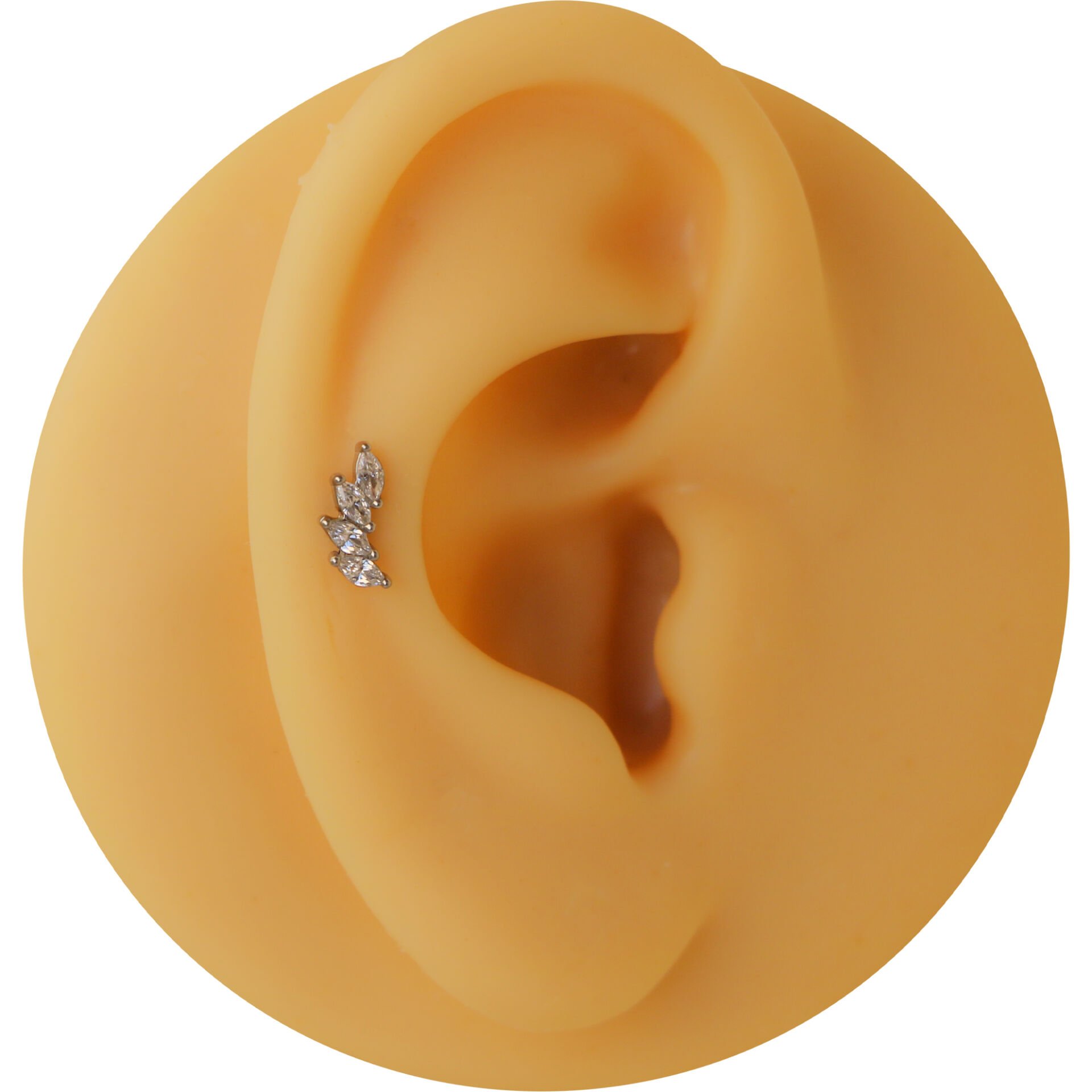 Spiral Taç Zirkon 7x1.2mm Çelik Labret Piercing, Tragus-Helix-Kıkırdak