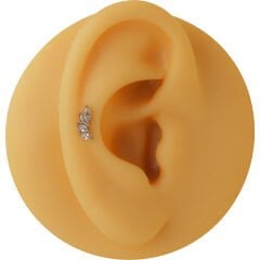 Spiral Taç Zirkon 7x1.2mm Çelik Labret Piercing, Tragus-Helix-Kıkırdak