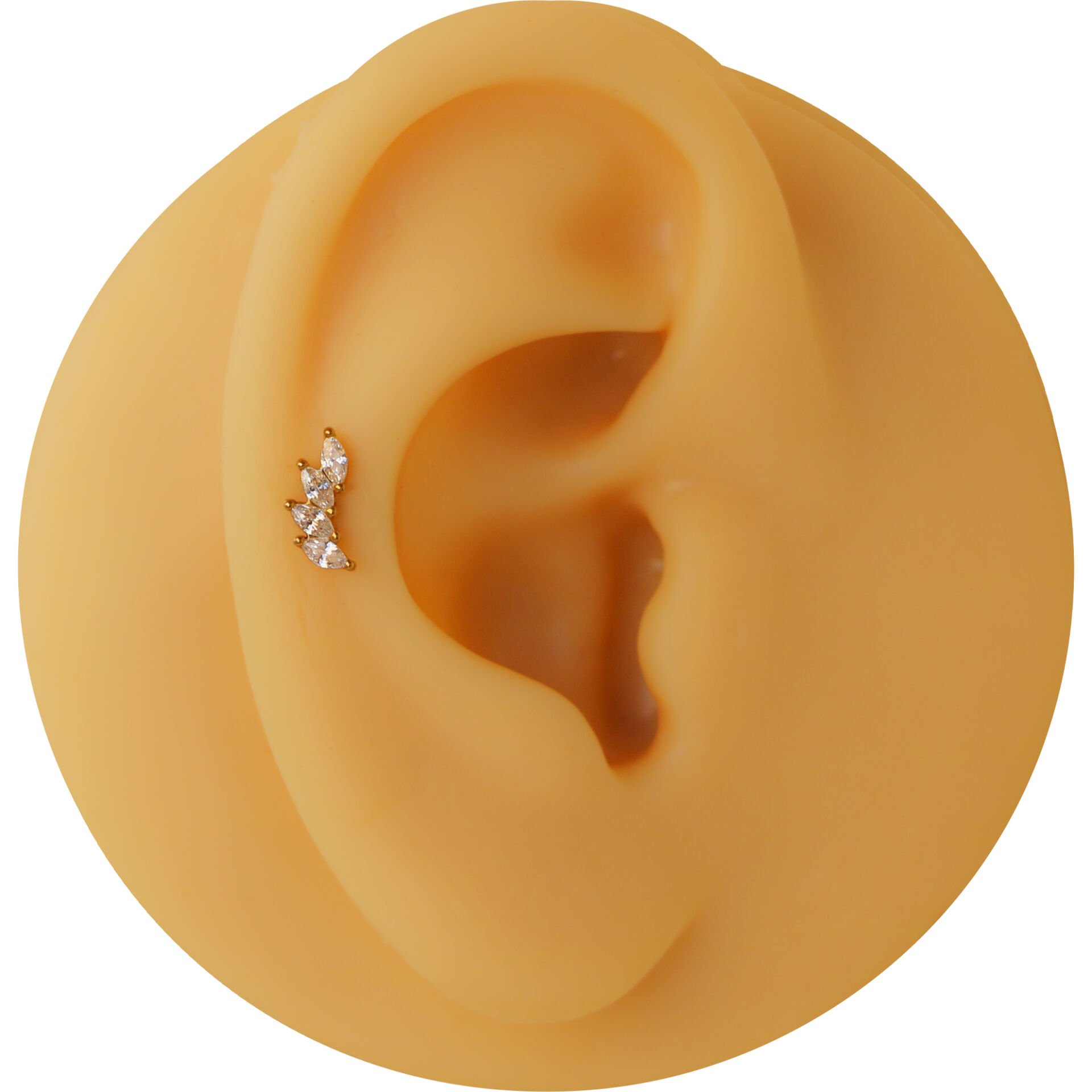 Spiral Taç Zirkon 7x1.2mm Gold Çelik Labret Piercing, Tragus-Helix-Kıkırdak