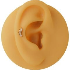 Spiral Taç Zirkon 7x1.2mm Gold Çelik Labret Piercing, Tragus-Helix-Kıkırdak