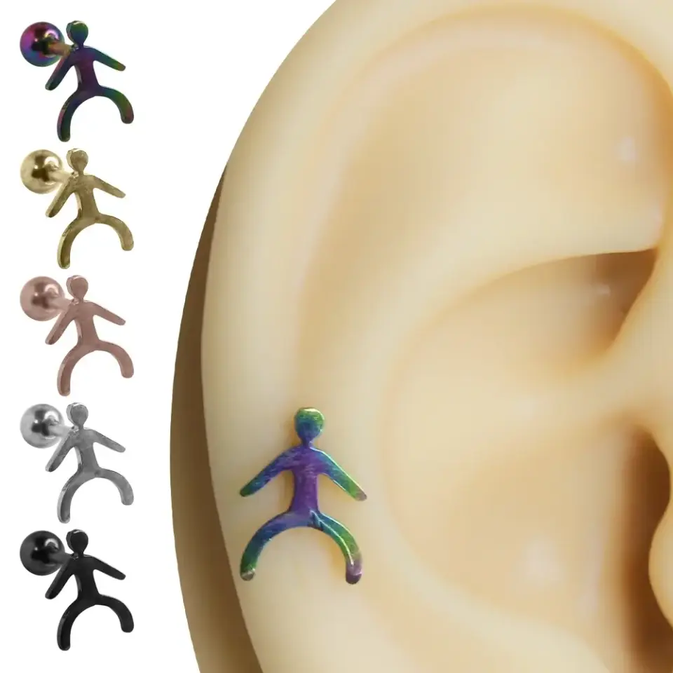 Climber - Tırmanıcı Model 316L Cerrahi Çelik Kıkırdak Helix Piercing Siyah