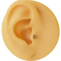 Üçlü kristal taşlı sarı renk kıkırdak küpesi helix conch piercing flatback