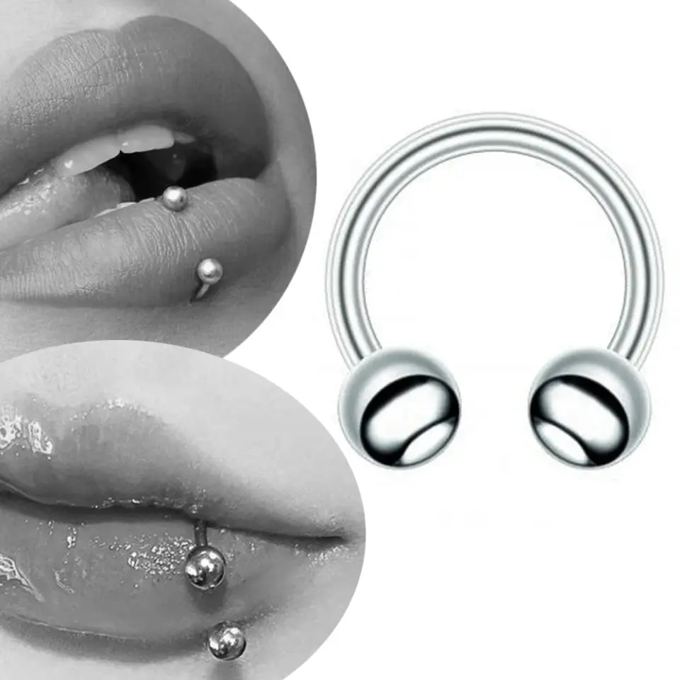 Gümüş renkli toplu yarım halka tasarımı 316L cerrahi çelik burun dudak kıkırdak piercing